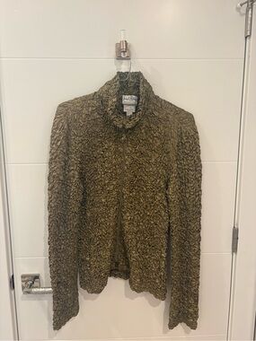 Joseph Olive Green Textured Zip Jacket